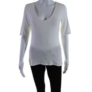 T Alexander Wang Womens 3/4 Sleeves V Neck Pullover Blouse White Size Medium
